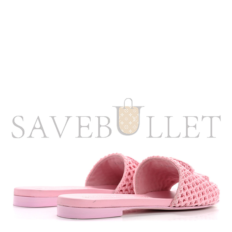 CHANEL CROCHET CC MULES SANDALS 36.5 ROSE 